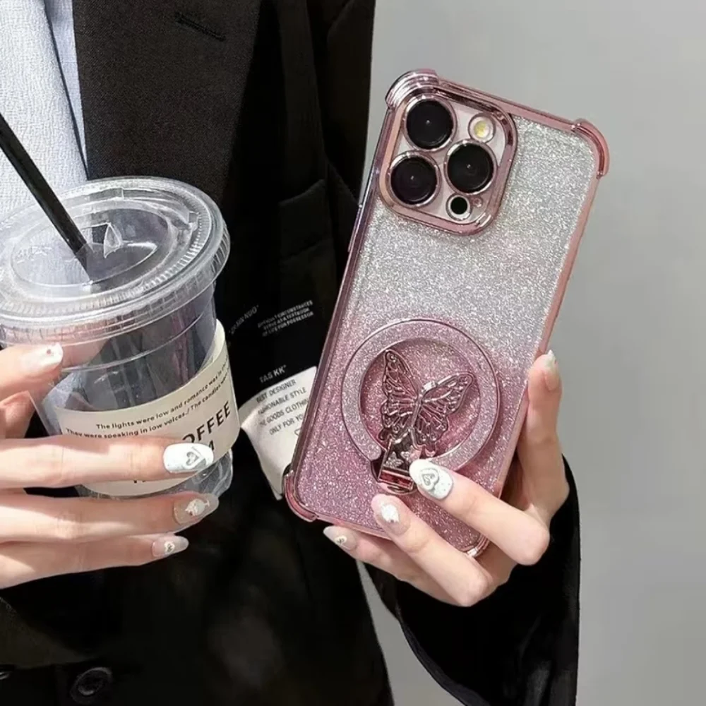 Glitter‎ Butterfly Foldable Cellphone Magnetic Ring Holder Phone Grip Kickstand